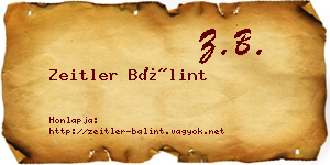 Zeitler Bálint névjegykártya